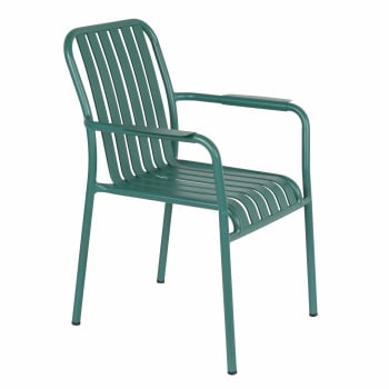 Faro - Chaise de terrasse avec accoudoirs en aluminium vert foncé