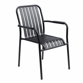 Faro - Chaise de terrasse avec accoudoirs en aluminium noire