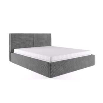 BIRKUM - Polsterbett mit Bettkasten 120x200 cm, Grau