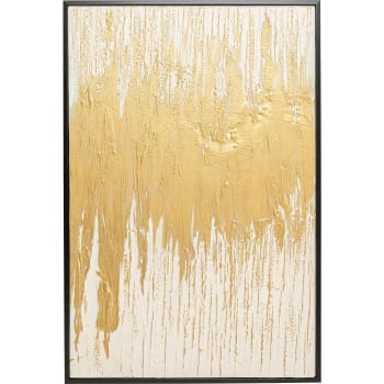 Abstract - Toile abstraite blanche et dorée en polyester 80x120
