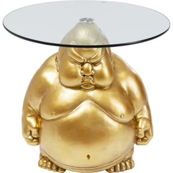Table d'appoint sumo en aluminium doré et verre