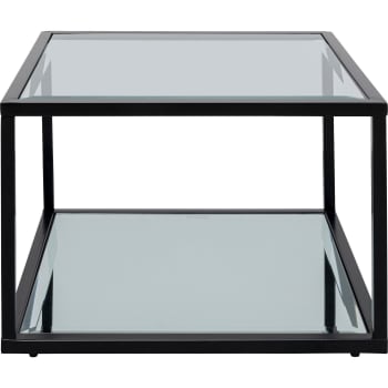 Quadro - Table d'appoint carrée en acier noir et verre