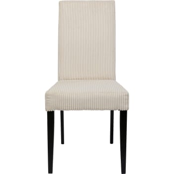 Econo - Chaise en polyester côtelé crème et chêne noir