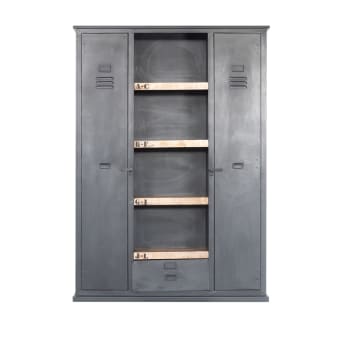 Bücherregal aus Holz/Metall 140x42x190cm, schwarz