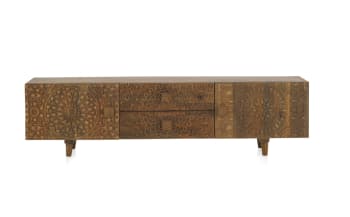 Mueble tv de madera maciza de mango marrón