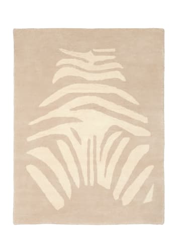 Zebre beige - Tapis enfant, Coton bio GOTS, Beige et motif écru, 120x170cm