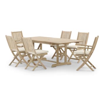 Conjunto de jardín comedor mesa plegable 120x70 + 4 sillas director crudo -  Java Light - Kerama