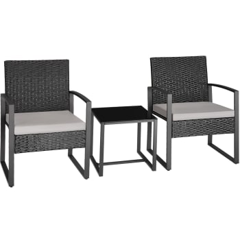 Bealife set di mobili da balcone in rattan 2 persone, set di mobili da