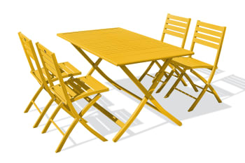 Marius - Tavolo e sedie da giardino 4 posti in alluminio giallo senape