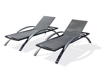 Pack Da 2 Lettini Prendisole Dritti In Alluminio Antracite Con Ruote Tokyo M22039188