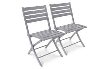 Marius - Lot de 2 chaises de jardin en aluminium gris