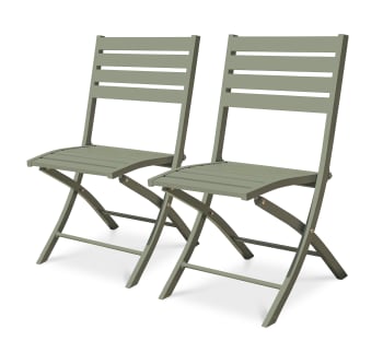 Marius - Lotto di 2 sedie da giardino pieghevole in alluminio da giardino kaki