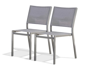 Stockholm - Lote de 2 sillas de jardín de aluminio y lona plastificada antracita