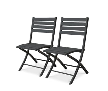 Marius - Lote de 2 sillas de jardín plegables de aluminio gris antracita