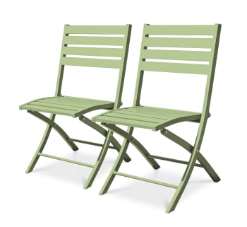 Marius - Lot de 2 chaises de jardin en aluminium vert lagune