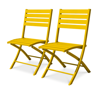 Marius - Lot de 2 chaises de jardin en aluminium moutarde