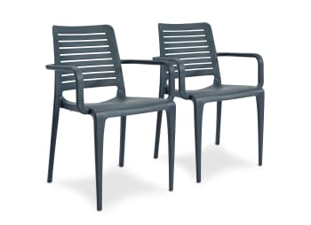 Park - Lote de 2 sillones de jardín de polipropileno reforzado gris antracita