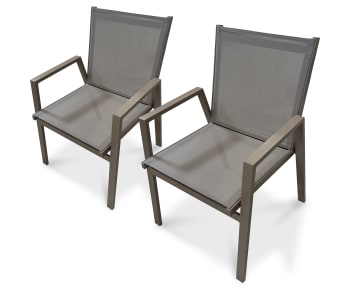 Floride - Lot de 2 fauteuils de jardin empilables en aluminium quartz
