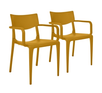 Town - Lot de 2 fauteuils de jardin en polypropylène renforcé moutarde