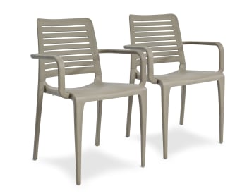 Park - Lot de 2 fauteuils de jardin en polypropylène renforcé taupe
