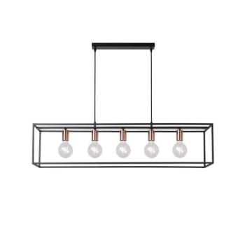 Arthur - Suspension 5 lumières en métal carré l100cm noir