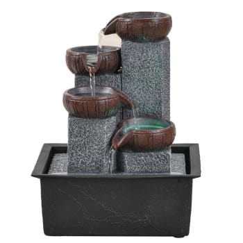 BEKASI - Petite fontaine d'intérieur nature en résine grise et noire - H21cm
