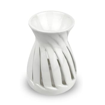 Corta - Brûle parfum en céramique laquée blanche - H12 cm