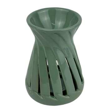 CORTA - Brûle parfum en céramique laquée verte - H12 cm