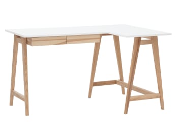 Luka - L-förmiger Schreibtisch, Holz, 135x85x75, Weiß