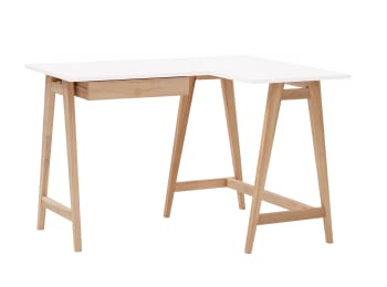 Luka - L-förmiger Schreibtisch, Holz, 115x85x75, Weiß