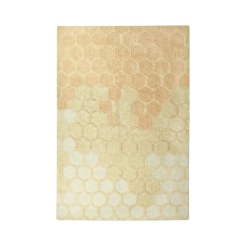 Planet bee - Alfombra lavable miel en algodón dorada 140 x 200 cm
