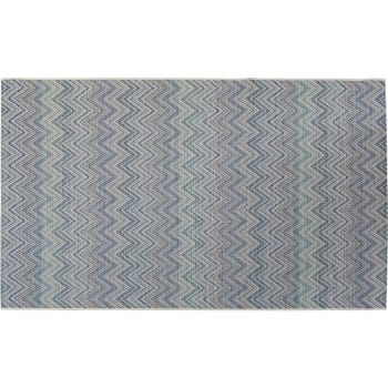 Zigzag - Tapis chevrons en polypropylène bleu et beige 230x160