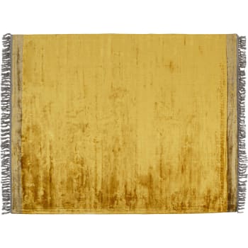 Soleil - Tapis en viscose jaune franges grises 240x170