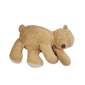 Planet bee - Pouf ours dormant couverture en coton brun 30 x 100 x 70 cm