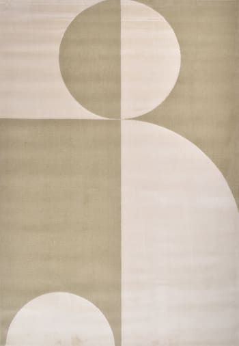 Nely - Tapis de salon à poils ras motif géométrique - Vert - 80x150 cm