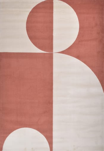 Nely - Tapis de salon à poils ras motif géométrique - Brun - 160x230 cm