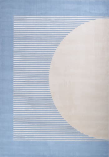 Nely - Tapis de salon à poils ras motif arc - Bleu - 200x290 cm