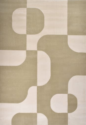 Nely - Tapis de salon à poils ras motif graphique - Vert - 160x230 cm