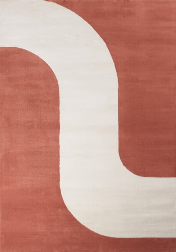 Nely - Tapis de salon à poils ras motif vague - Brun - 120x170 cm