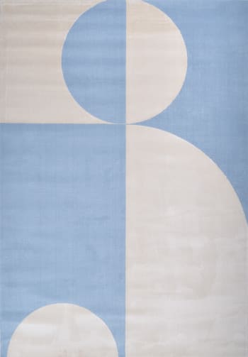 Nely - Tapis de salon à poils ras motif géométrique - Bleu - 160x230 cm
