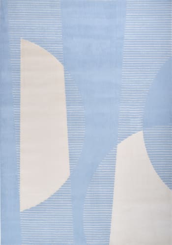 Nely - Tapis de salon à poils ras motif abstrait - Bleu - 160x230 cm