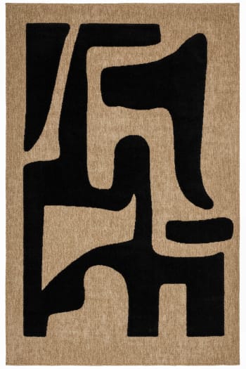 Palma - Tappeto aspetto iuta motivo astratto in rilievo - Nero - 160x230 cm