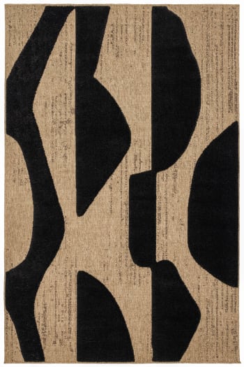 Palma - Alfombra aspecto yute motivo gráfico en relieve - negro - 160x230 cm