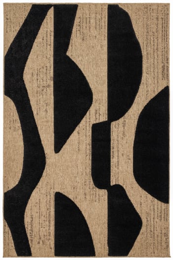 Palma - Tappeto aspetto iuta motivo grafico in rilievo - Nero - 120x170 cm