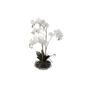 Orchidée artificielle en pot blanche H56