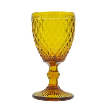 Diamond ambre - 6er Set Stielglas 20 cl aus gepresstem Glas, Gelb