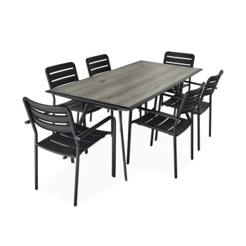 Memphis - Table de jardin longueur 180cm avec 6 chaises