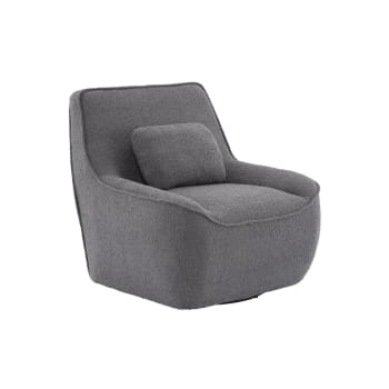 Lounge - Fauteuil pivotant 360°bouclette texturée gris foncé