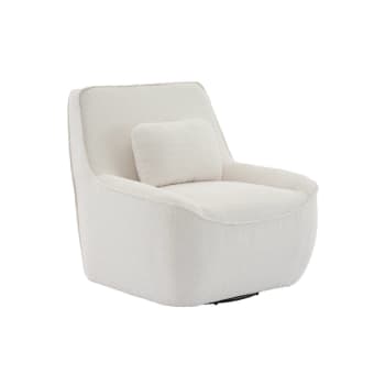 Lounge - Fauteuil pivotant 360°bouclette texturée blanc