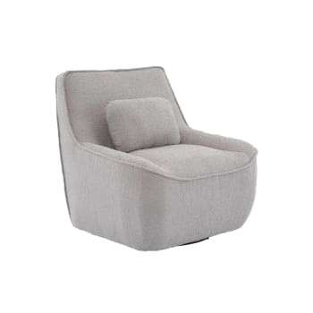 Lounge - Fauteuil pivotant 360°bouclette texturée gris clair